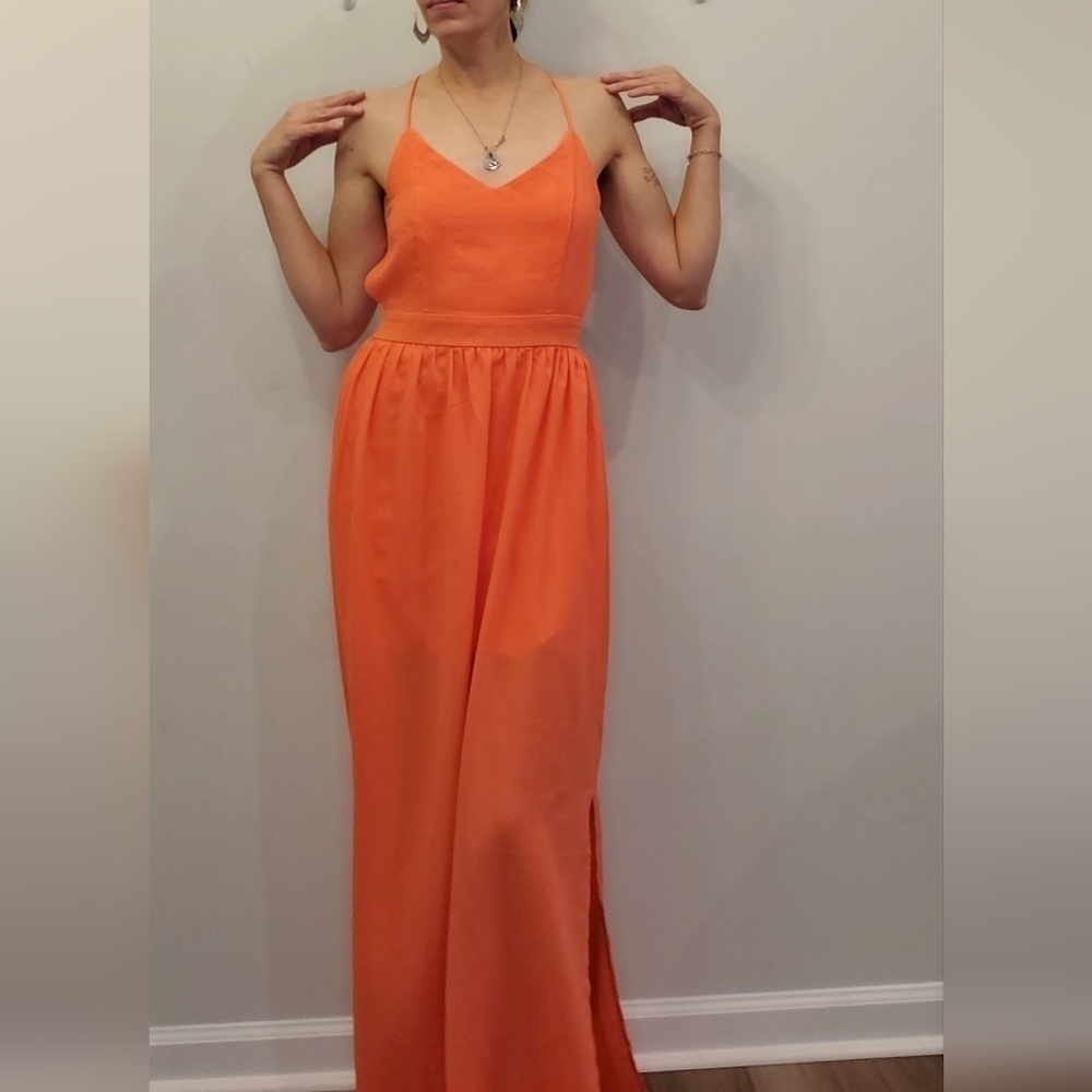 TOBI open back spaghetti strap side slit maxi dress size small